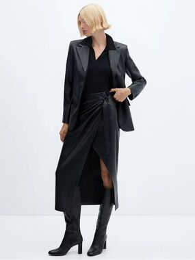 Mango Black Faux Leather skirt